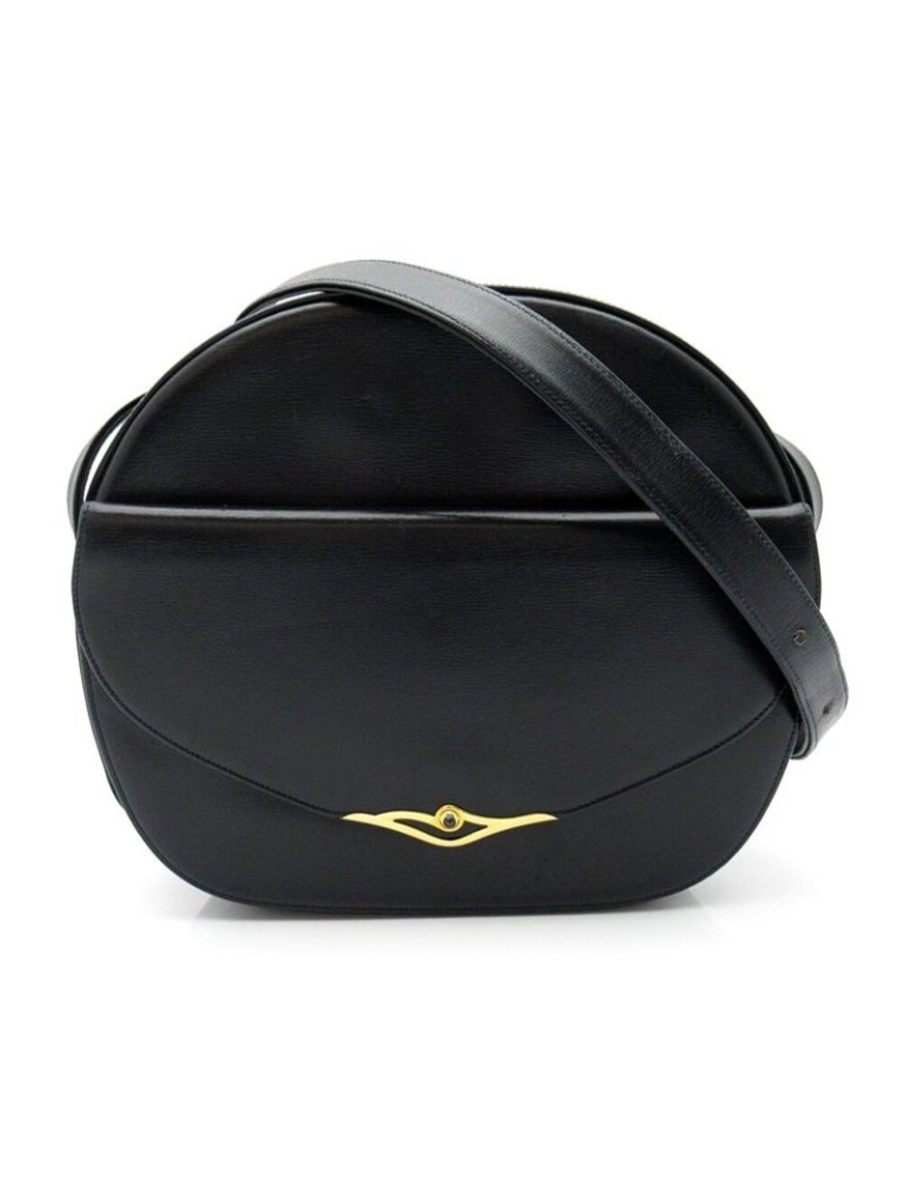 Cartier Saffiano Line Shoulder Bag Calfskin Black